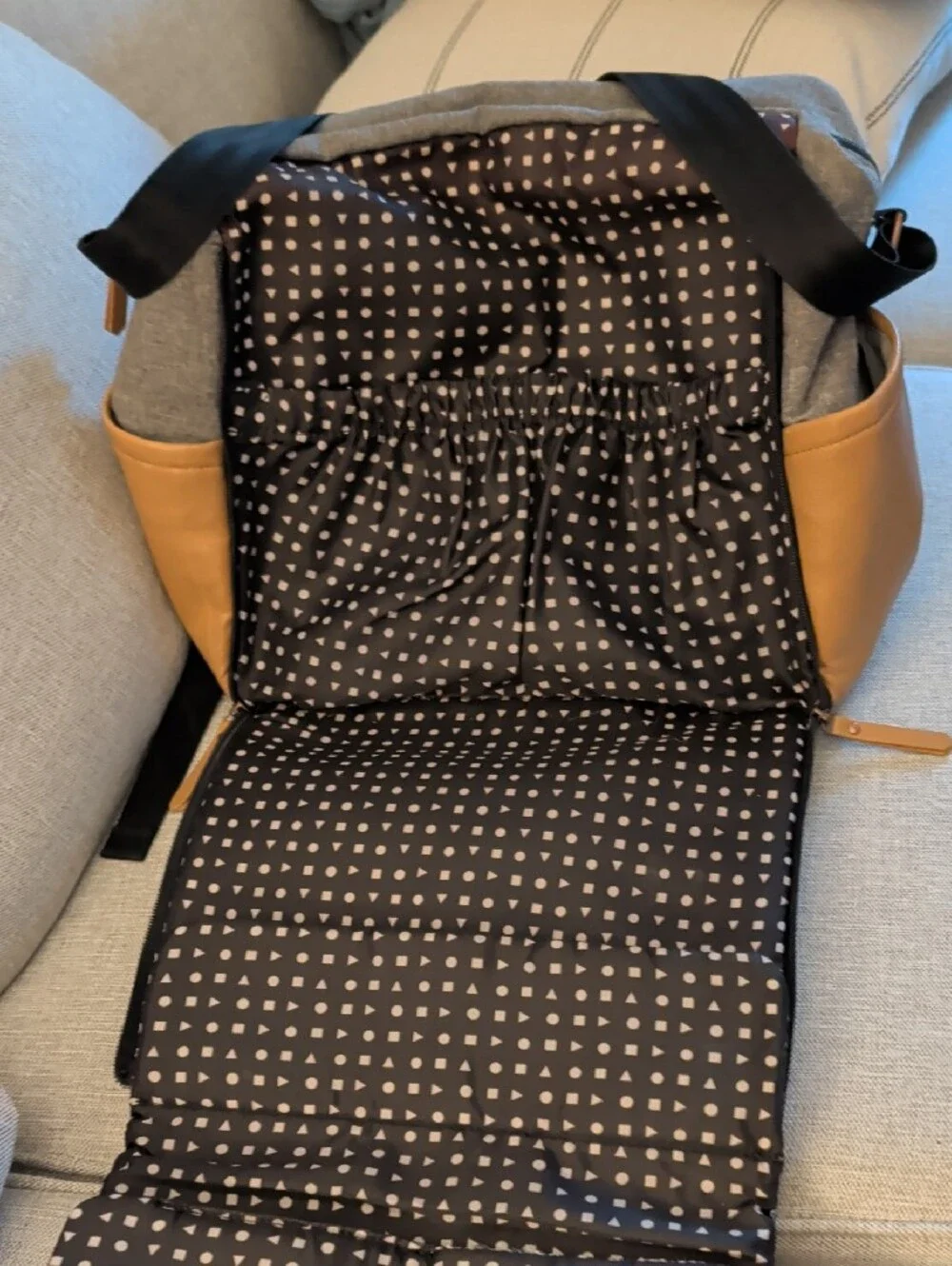 Petunia Pickle Bottom Black, Gray & Tan Messenger Backpack